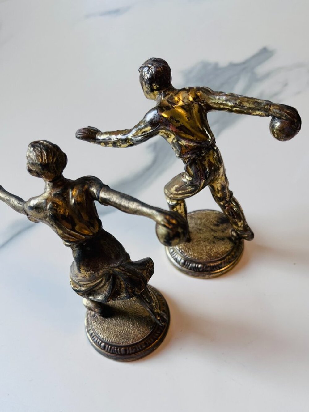Vintage Mid-century (or earlier) Male / Female Bowling Trophy Set - Picture 9 of 12